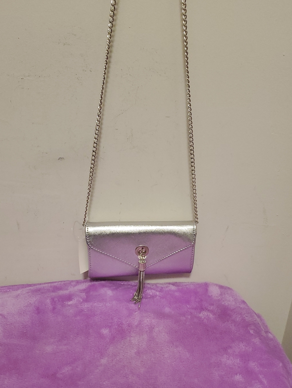 PrettyLittleThing Silver Metallic Tassel Crossbody Bag